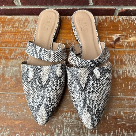 ABLE Joselyene Snakeskin Leather Mules - Picture 3 of 7